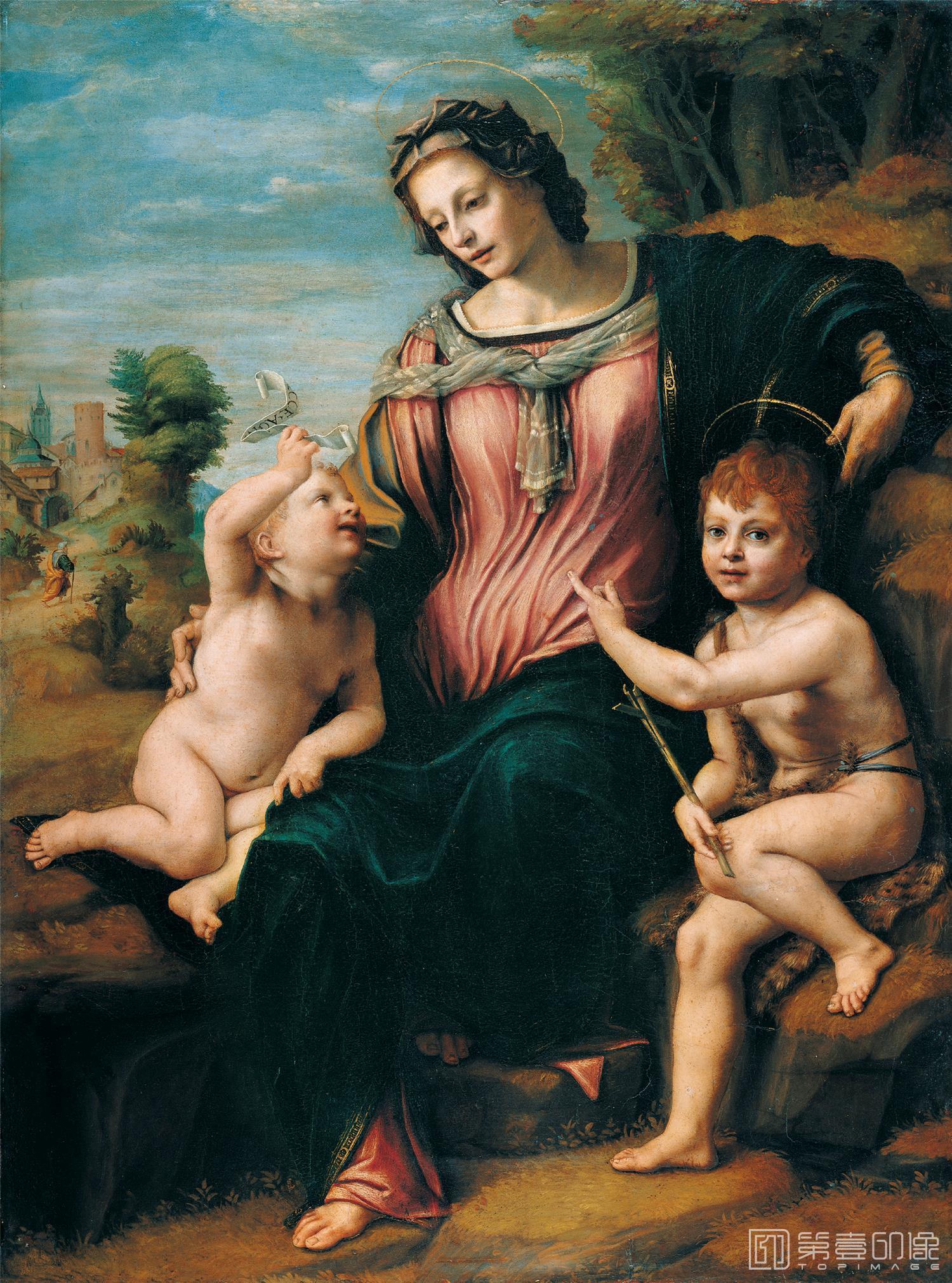 油画-列支敦士登皇家美术馆-Francesco di Cristofanogen. FranciabigioMadonna with Child and the Young St Johnc-137
